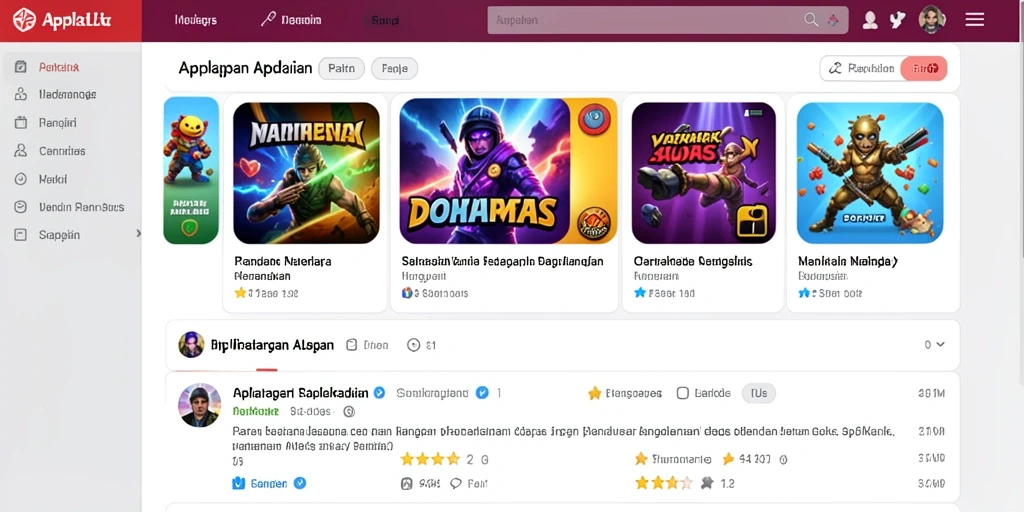 Layar utama dengan berbagai pilihan permainan.