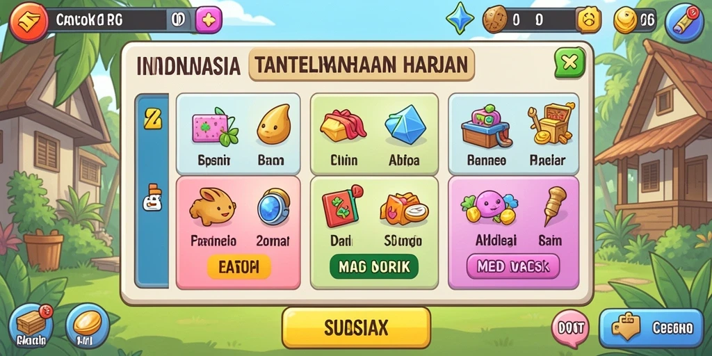 Tangkapan layar yang menunjukkan karakter siap berpetualang.